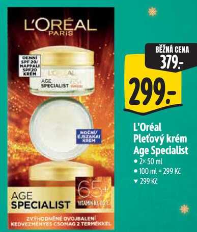 L'Oréal Pleťový krém Age Specialist, 2x 50 ml