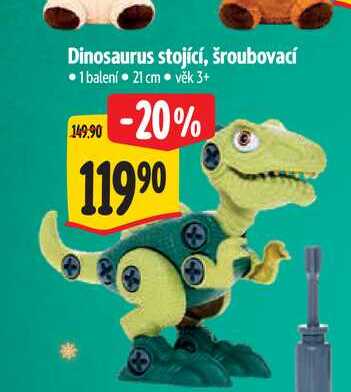 Dinosaurus stojící, šroubovací 21 cm