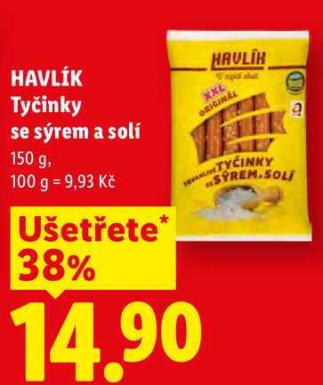 HAVLÍK Tyčinky se sýrem a solí, 150 g