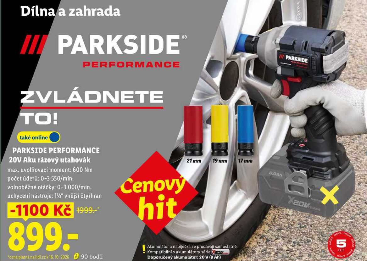 PARKSIDE PERFORMANCE 20V Aku rázový utahovák
