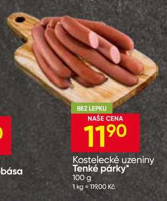 Kostelecké uzeniny Tenké párky 100 g