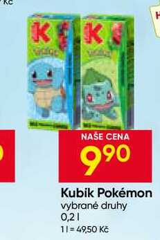 Kubik Pokémon vybrané druhy 0,2l