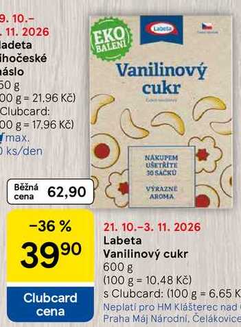Labeta Vanilinový cukr, 600 g  