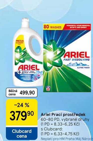 Ariel Prací prostředek, 60-80 PD, vybrané druhy