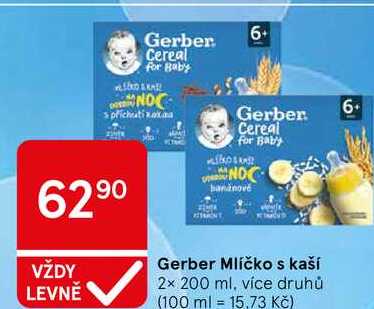 Gerber Mlíčko s kaší, 2x 200 ml, více druhů 