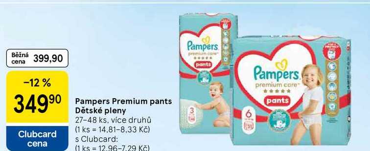 Pampers Premium pants Dětské pleny, 27-48 ks, více druhů