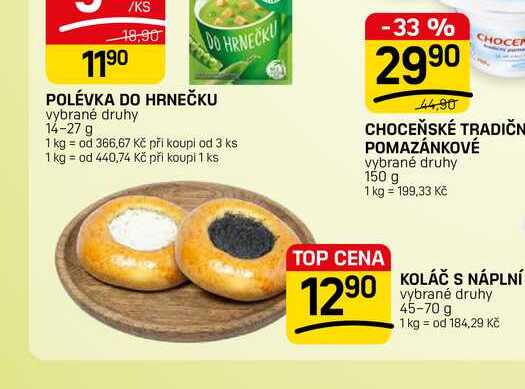 KOLÁČ S NÁPLNÍ vybrané druhy 45-70 g