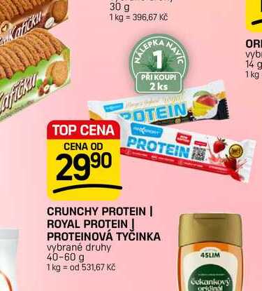 PROTEINOVÁ TYČINKA vybrané druhy 40-60 g