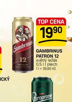 GAMBRINUS PATRON 12 světlý ležák 0,5 plech