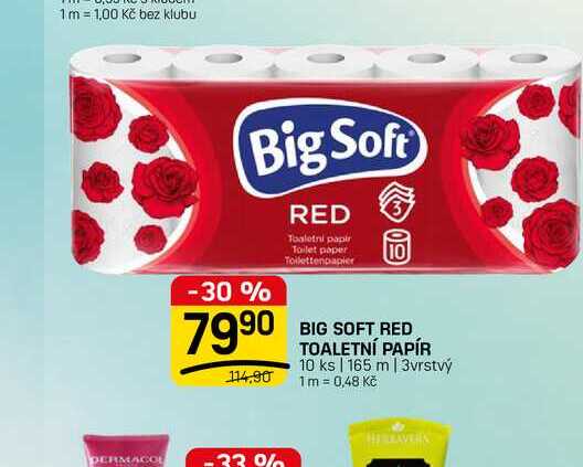 BIG SOFT RED TOALETNÍ PAPÍR 10 ks 165 m | 3vrstvý 