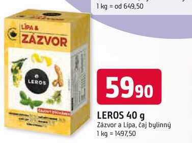 LEROS 40 g Zázvor a Lípa, čaj bylinný