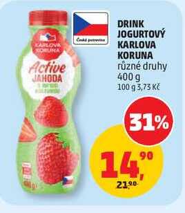 DRINK JOGURTOVÝ KARLOVA KORUNA různé druhy, 400 g