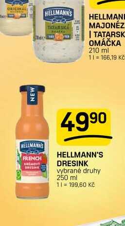 HELLMANN'S DRESINK vybrané druhy 250 ml