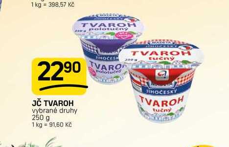 JČ TVAROH vybrané druhy 250 g