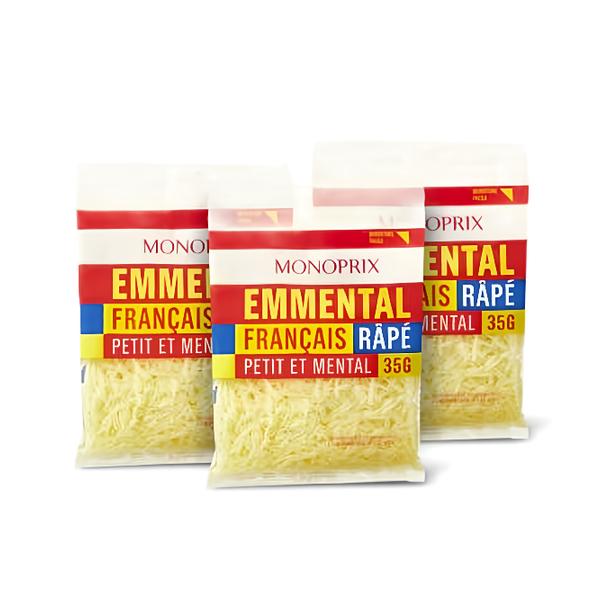 Monoprix Strouhaný ementál, 3x35g