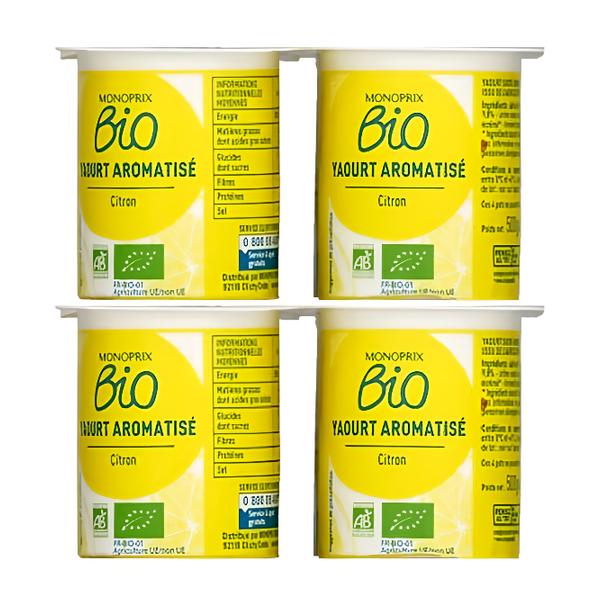 Monoprix BIO Citrónový jogurt z plnotučného mléka (4x 125 g)