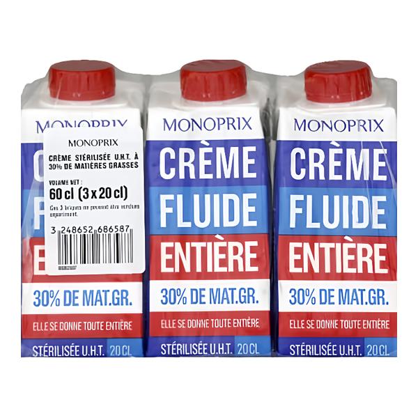 Monoprix Smetana 30% MG (3x 200 ml)