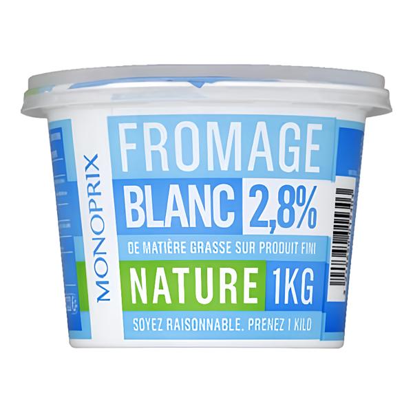 Monoprix Fromage Blanc Čerstvý francouzský jogurt s nízkým obsahem tuku (2,8 %)