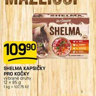 SHELMA KAPSIČKY PRO KOČKY vybrané druhy 12 x 85 g 