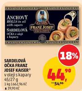 SARDELOVÁ OČKA FRANZ JOSEF KAISER v oleji s kapary, 45/27 g