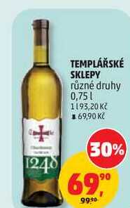 TEMPLÁŘSKÉ SKLEPY různé druhy, 0,75 l