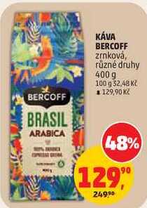 KÁVA BERCOFF zrnková, různé druhy, 400 g  