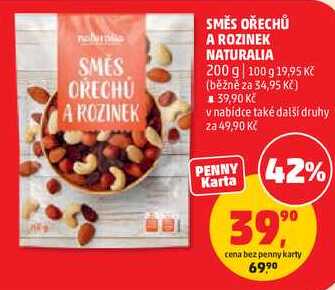 SMĚS OŘECHŮ A ROZINEK NATURALIA, 200 g