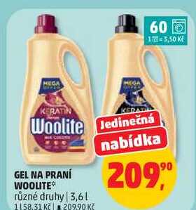 GEL NA PRANÍ WOOLITE různé druhy, 3,6 l