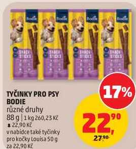 TYČINKY PRO PSY BODIE různé druhy, 88 g  