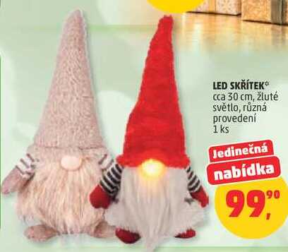 LED SKŘÍTEK cca 30 cm, žluté světlo, různá provedení, 1 ks