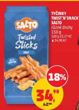 TYČINKY TWIST'N'SNACK SALTO různé druhy, 150 g 