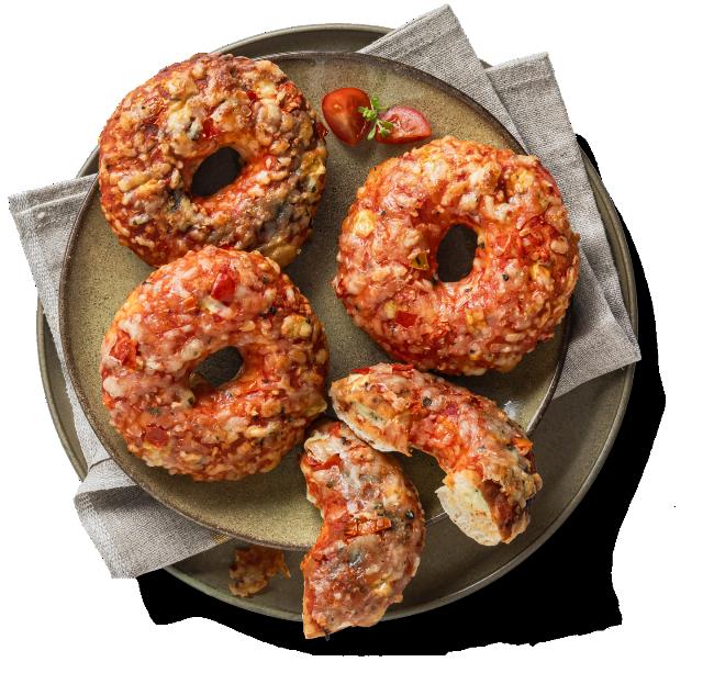 Pizza donut s rajčaty a bazalkou