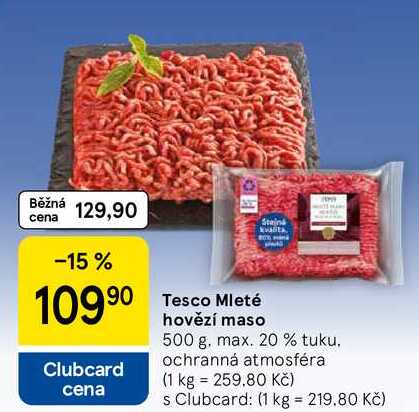 Tesco Mleté hovězí maso, 500 g, max. 20% tuku