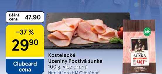 Kostelecké Uzeniny Poctivá šunka, 100 g