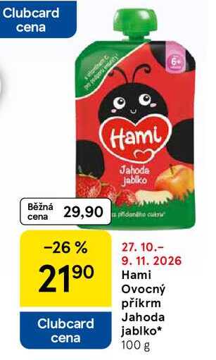 Hami Ovocný příkrm Jahoda jablko, 100 g 