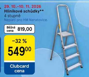Hliníkové schůdky, 4 stupně  