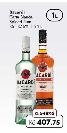 Bacardi Carta Blanca, Spiced Rum 35-37,5% 1L