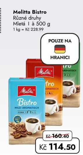 Melitta Bistro Různé druhy Mletá 500 g