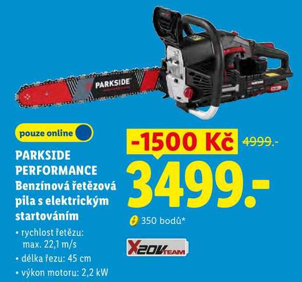 PARKSIDE PERFORMANCE Benzínová řetězová pila s elektrickým startováním