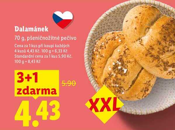 Dalamánek, 70 g, pšeničnožitné pečivo