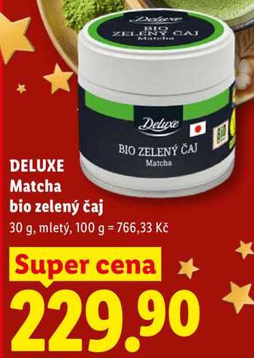 DELUXE Matcha bio zelený čaj, 30 g, mletý