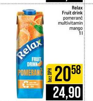 Relax Fruit drink pomeranč multivitamin mango 1l