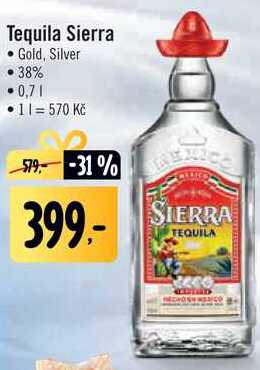 Tequila Sierra Gold, Silver 38%, 0,7 l