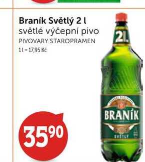 Braník Světlý 2l světlé výčepní pivo