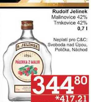 Rudolf Jelínek Malinovice 42%, 0,7 l