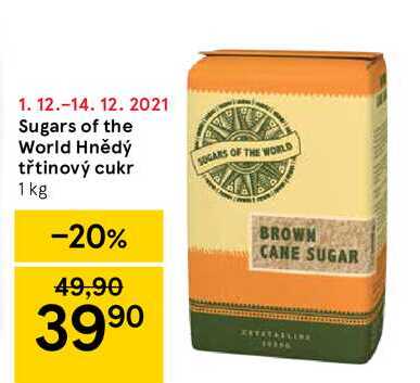 Sugars of the World Hnědý třtinový cukr 1 kg