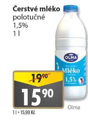 Olma Čerstvé mléko polotučné 1,5% 1l