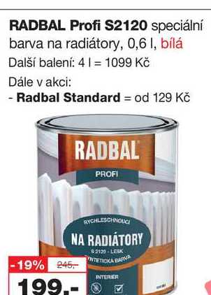 RADBAL Profi S2120 speciální barva na radiátory, 0,6 1, bílá 