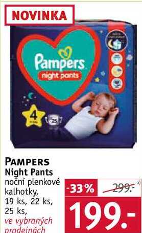 PAMPERS Night Pants noční plenkové kalhotky, 19 ks, 22 ks, 25 ks
