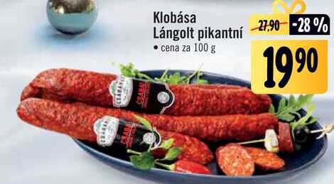 Klobása Lángolt pikantní, cena za 100 g